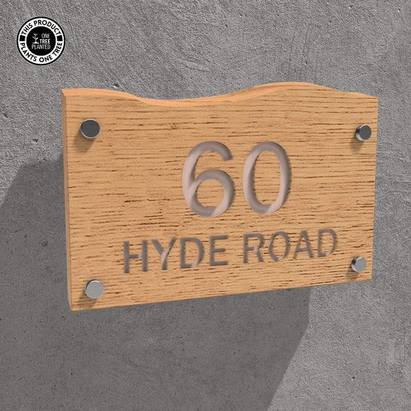 Solid Oak House Sign, Font 2, Acrylic Paint Infill-Oak House Sign-Rustic Fox LTD-Beige-Large-Rustic Fox LTD