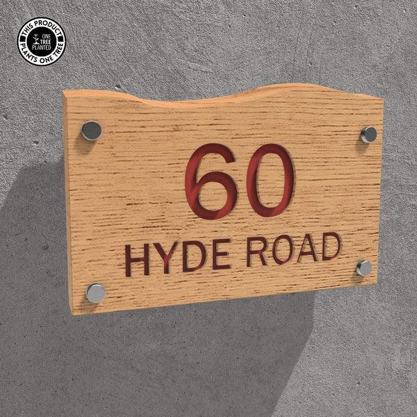 Solid Oak House Sign, Font 2, Acrylic Paint Infill-Oak House Sign-Rustic Fox LTD-Burnt Sienna-Large-Rustic Fox LTD