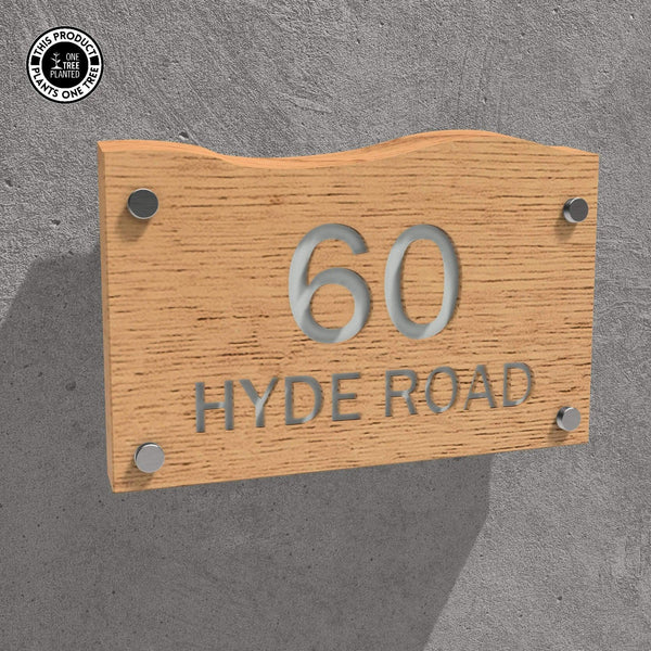 Solid Oak House Sign, Font 2, Acrylic Paint Infill-Oak House Sign-Rustic Fox LTD-Gray-Large-Rustic Fox LTD