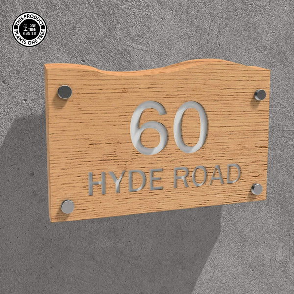 Solid Oak House Sign, Font 2, Acrylic Paint Infill-Oak House Sign-Rustic Fox LTD-Titanium White-Large-Rustic Fox LTD