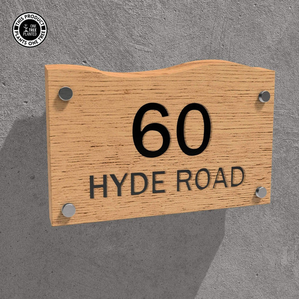 Solid Oak House Sign, Font 2, Epoxy Resin Infill-Oak House Sign-Rustic Fox LTD-Black Pearl-Large-Rustic Fox LTD