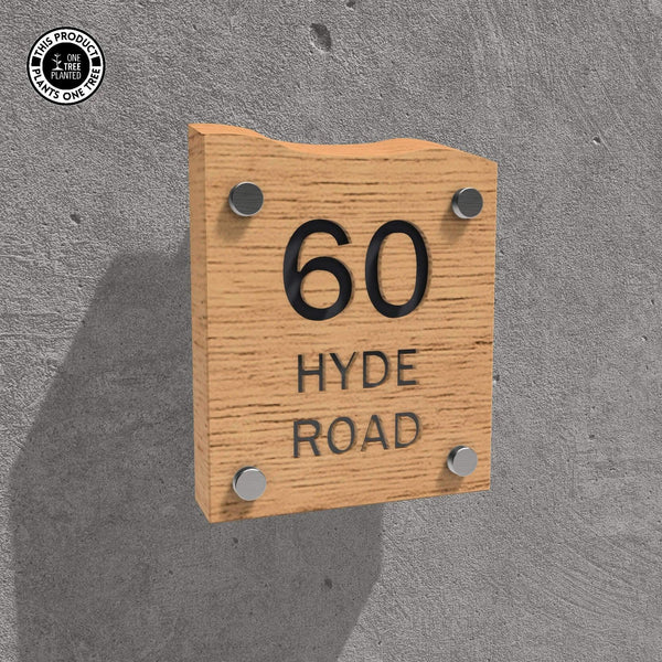 Solid Oak House Sign, Font 2, Epoxy Resin Infill-Oak House Sign-Rustic Fox LTD-Black Silver-Small-Rustic Fox LTD