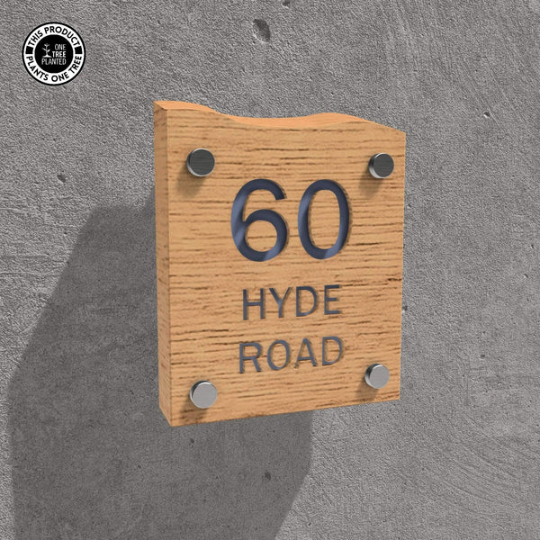 Solid Oak House Sign, Font 2, Epoxy Resin Infill-Oak House Sign-Rustic Fox LTD-Indigo-Small-Rustic Fox LTD