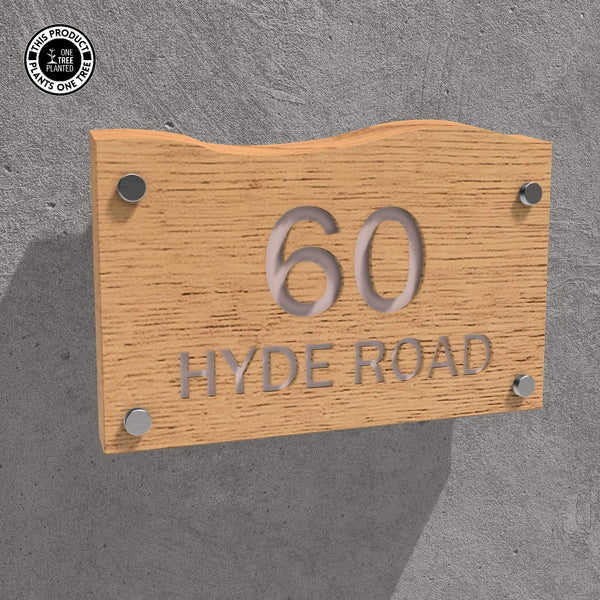 Solid Oak House Sign, Font 2, Epoxy Resin Infill-Oak House Sign-Rustic Fox LTD-Pink-Large-Rustic Fox LTD