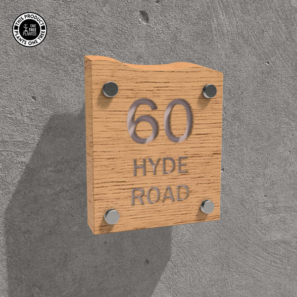 Solid Oak House Sign, Font 2, Epoxy Resin Infill-Oak House Sign-Rustic Fox LTD-Pink-Small-Rustic Fox LTD