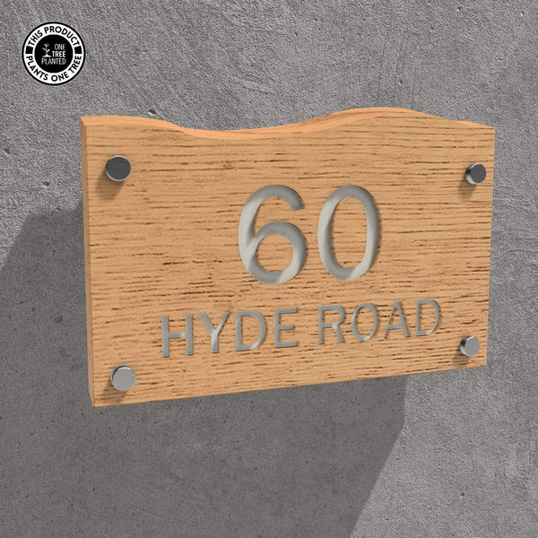 Solid Oak House Sign, Font 2, Epoxy Resin Infill-Oak House Sign-Rustic Fox LTD-Shiny White-Large-Rustic Fox LTD